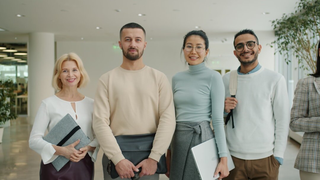 Diverse team of media professionals in a modern office