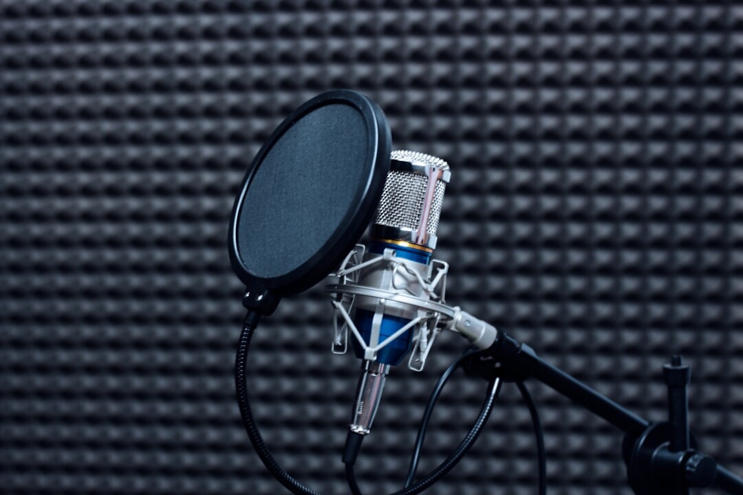 Radio broadcasting microphone in studio